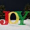 Best Choice Products 32in 3-Piece 3D Lighted Christmas JOY Yard Decoration w/ 150 LED Lights, Stakes - Red/Gold/Green